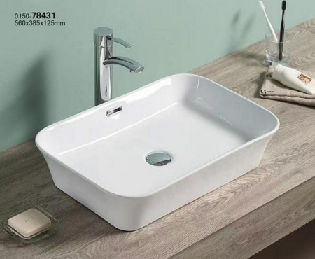 Раковина из санфаянса CeramaLux 78431 56х39 накладная цвет белый глянцевый