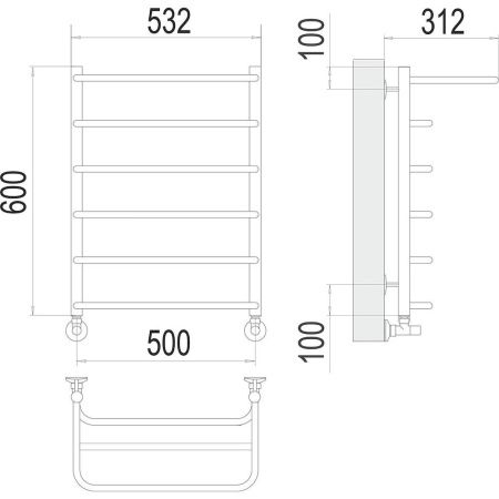Полотенцесушитель водяной Terminus 4670078530288 55х60 хром