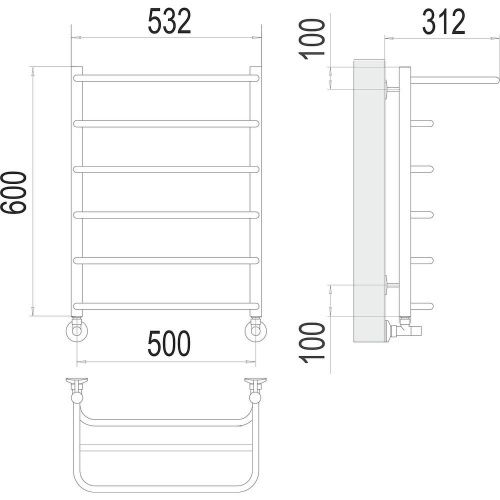 Полотенцесушитель водяной Terminus 4670078530288 55х60 хром - фото 3