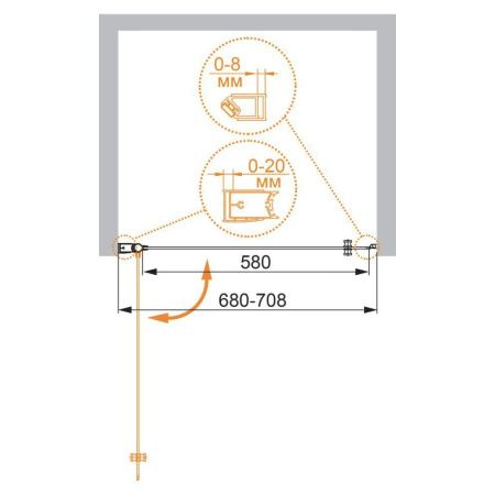 Душевая дверь Cezares ELENA ELENA-W-B-1-70-P-Cr-L 70х195 стекло рифленое профиль хром