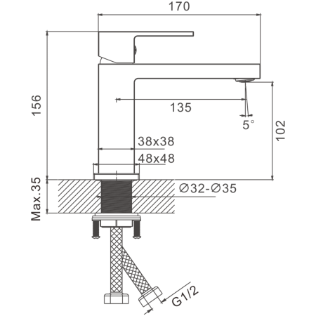 Смеситель BELZ B10658 на раковину хром