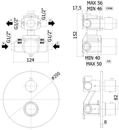 Смеситель для душа Paffoni Light LIQ018CR встраиваемый в стену хром с термостатом