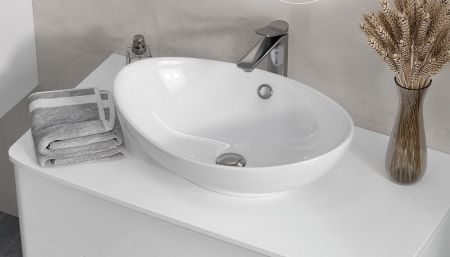 Раковина из сантехнического фаянса Velvex 7027A 60х40 накладная цвет белый без отверстий под смеситель