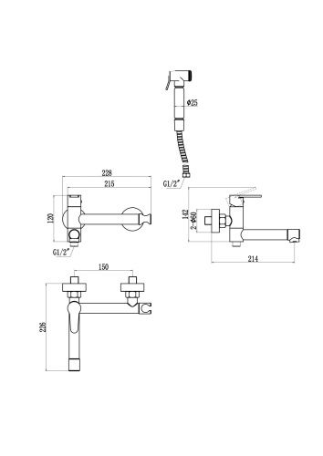 Смеситель для биде Savol S-FXQ010H настенный черный - фото 2