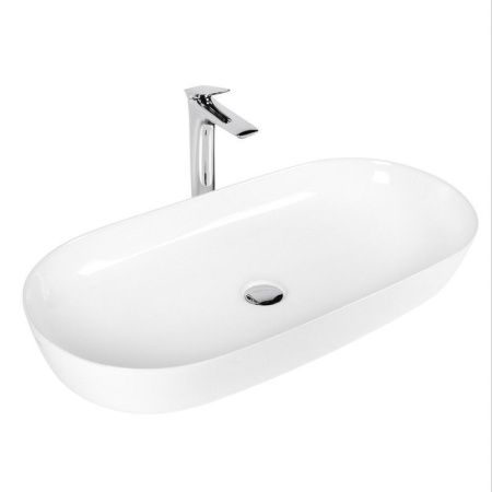 Раковина из сантехнического фарфора Bond Oval S51-800 80х40 накладная цвет белый без отверстий под смеситель