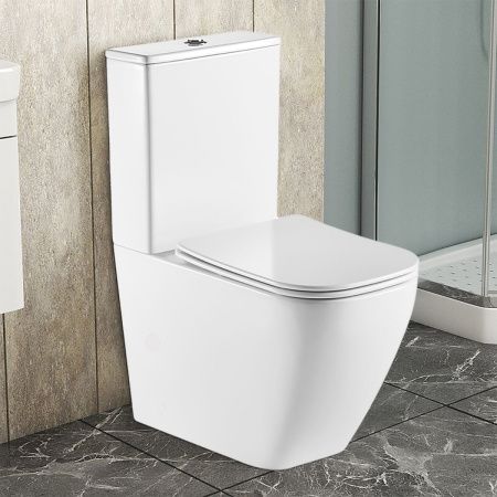 Унитаз-компакт напольный с бачком Azario LEVANTO AZ-1228A белый с сиденьем микролифт безободковый каскадный смыв