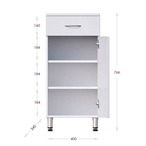 Тумба Onika Каприз 404013 40x34x87напольная цвет белый - фото 3 Тумба Onika Каприз 404013 40x34x87напольная цвет белый - фото 3