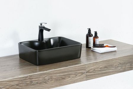 Раковина из сантехнического фарфора Orange B01-475mb 50х40 накладная цвет черный 1 отверстие под смеситель