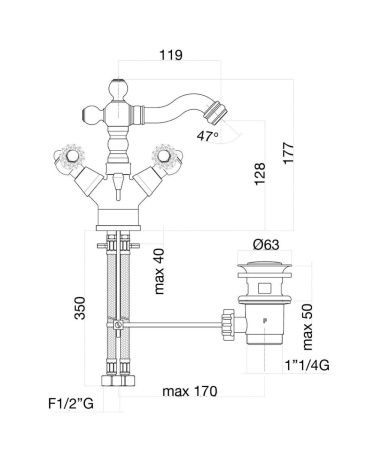 Смеситель Fiore 08ZZ0635 на биде бронза