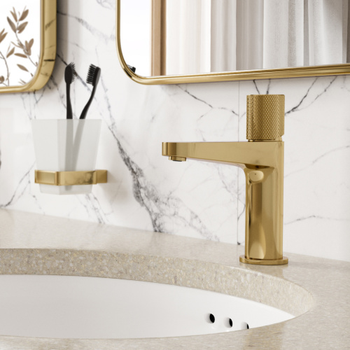 Смеситель WasserKRAFT Ems 7600 7603 на раковину золото - фото 2