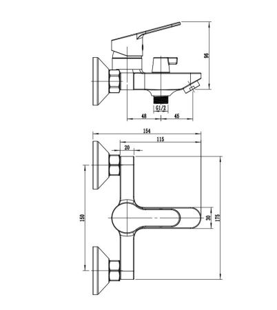 Смеситель для ванны Rush Sky SK5720-44 настенный хром