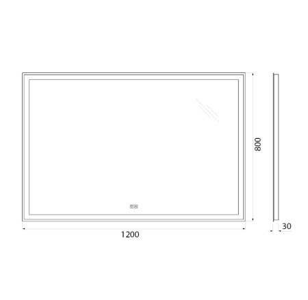 Зеркало с подсветкой и антизапотеванием BelBagno SPC-GRT-1200-800-LED-TCH-WARM 120х80 подвесное