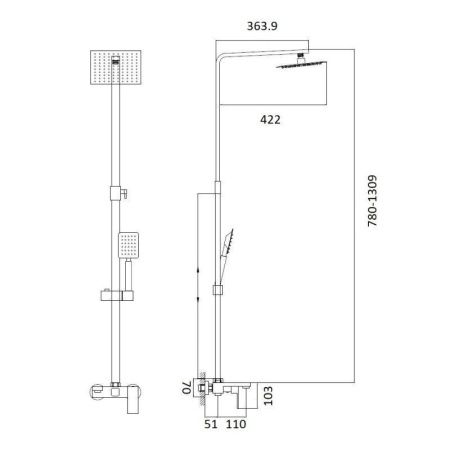 Душевая стойка Haiba HB24803-7 настенная цвет черный