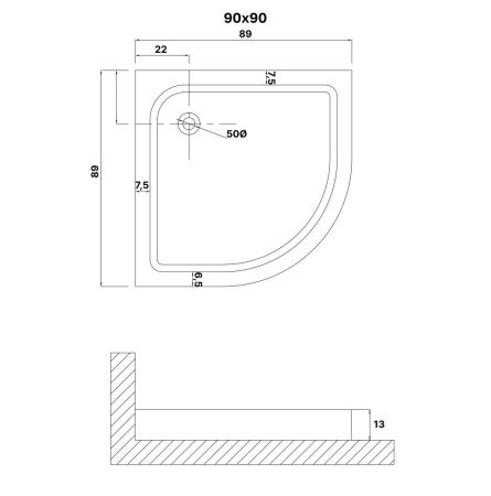Душевой поддон из ABS-пластика Niagara Eco NG-P9090-14 90х90 белый с ножками