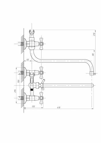 Смеситель для ванны и душа FAUZT FZs-428-07 настенный хром - фото 4