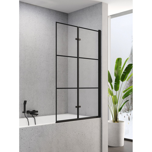 Душевая шторка на ванну New Trendy SUPERIA Black P-0055 100х150 стекло прозрачное профиль черный ориентация правая - фото 2