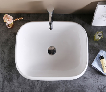 Раковина из санфаянса CeramaLux 9243 58х43 накладная цвет белый