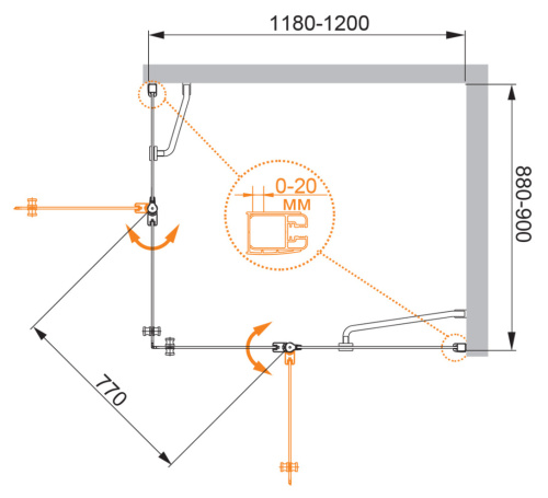 Душевой уголок Cezares ELENA ELENA-W-AH-2-120/90-P-Cr-R 120х90 стекло рифленое профиль хром глянцевый без поддона - фото 5