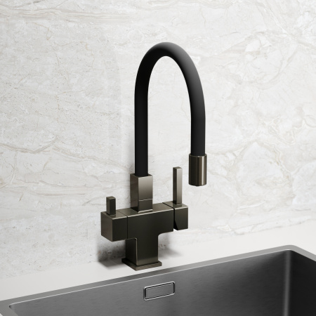 Смеситель для кухни Sancos Arno SC4005GG на мойку вороненая сталь/черный без термостата