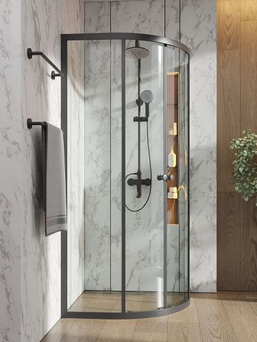 Душевой уголок Orange E01-090TB/G 90х90 стекло прозрачное профиль черный без поддона - фото 5