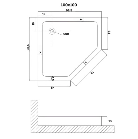 Душевой поддон Niagara Eco NG-P1010-14D 100х100 ABS-пластик белый с ножками