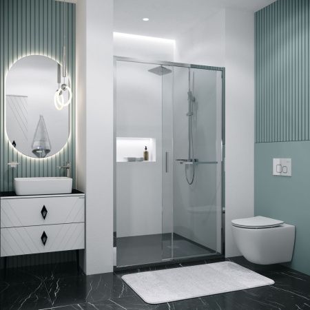 Душевая дверь Grossman Style 100.K33.05.130.10.00 130х195 стекло прозрачное профиль хром