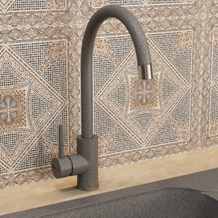 Смеситель для кухни Uperwood Quartz UPD-02-03 UPD-Q-02-03 на мойку/столешницу серый матовый