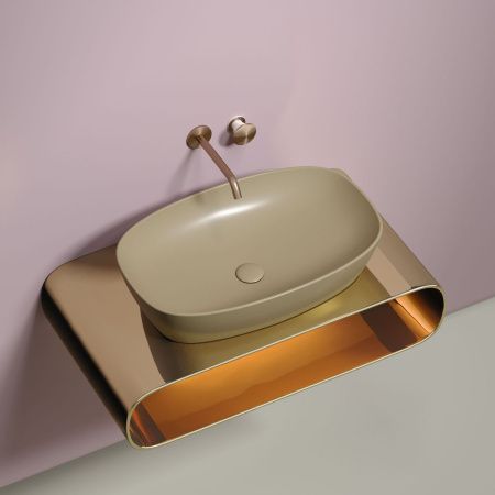 Раковина из сантехнического фарфора Ceramica Nova ELEMENT CN6049MC 60х40 накладная цвет коричневый без отверстий под смеситель