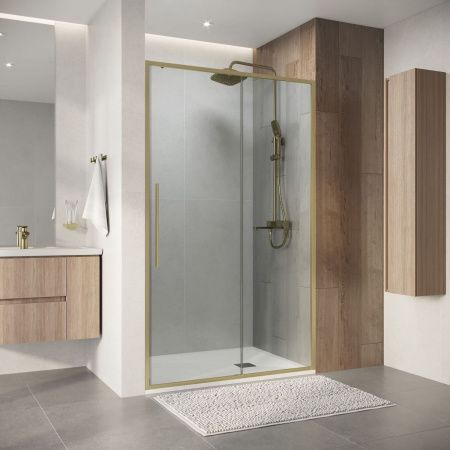 Душевая дверь Niagara Nova NG-44-11ASG 110х195 стекло прозрачное профиль золото