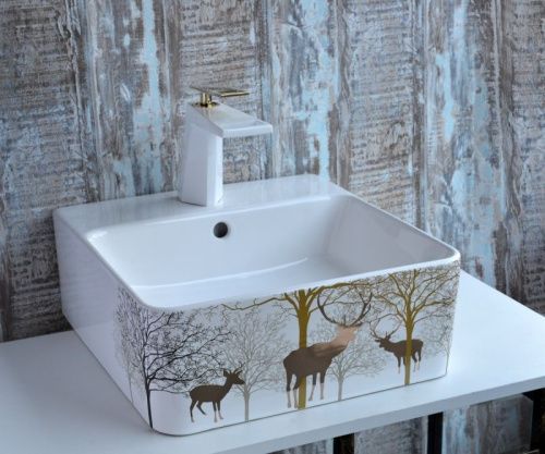 Смеситель Bronze de Luxe QUADRO A919W на раковину белый/золото - фото 5