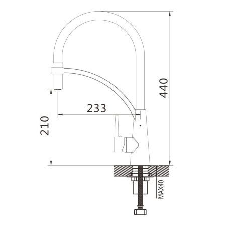 Смеситель для кухни Shevanik S743H-3 на мойку черный