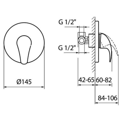 Смеситель для ванны и душа Webert Sax SX880101015 встраиваемый в стену хром - фото 3
