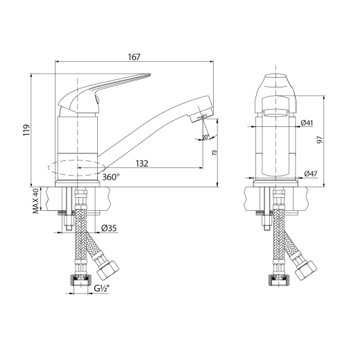Смеситель LeMark Plus Advance LM1207C на раковину хром - фото 2