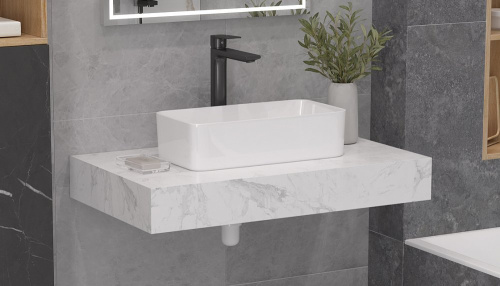 Столешница Velvex UNIT st.UNI.80-630 80х50х11 подвесная цвет белый мрамор - фото 3