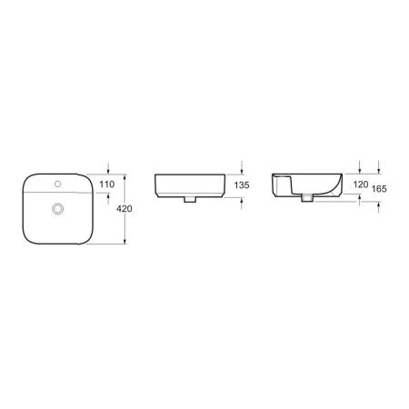 Раковина из сантехнического фарфора Lavinia Boho Bathroom Sink Slim 33311007 40х40 накладная цвет белый 1 отверстие под смеситель