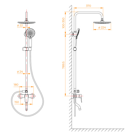 Душевая стойка RGW Shower Panels (Шоувер панелс) 59140125-01 настенная цвет хром