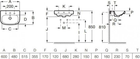Раковина из сантехнического фарфора Roca Debba 732799400Y 60х50 подвесная цвет белый