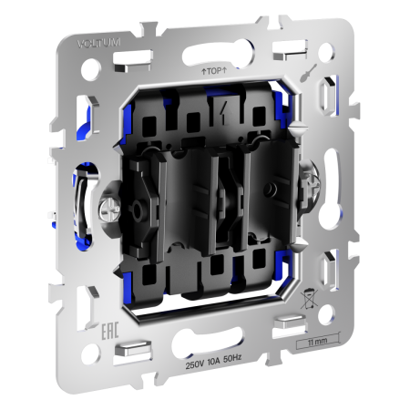 Механизм проходного переключателя двухклавишного 10А VOLTUM S70 VLS0203M