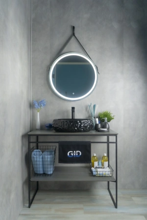 Раковина керамическая Gid Lago 52232 48х34 накладная цвет черный глянцевый без отверстий под смеситель