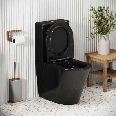 Унитаз напольный с бачком Grossman Color GR-4480BS черный с сиденьем микролифт безободковый каскадный смыв