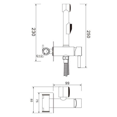 Гигиенический душ со смесителем WesnaArt Eko EKO05-410Black черный