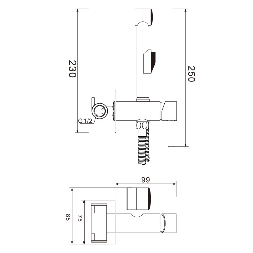 Гигиенический душ со смесителем WesnaArt Eko EKO05-410Black черный - фото 2