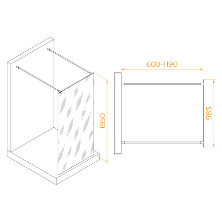 Душевая перегородка RGW Walk In 35101610-11 100х195 стекло прозрачное профиль хром глянцевый