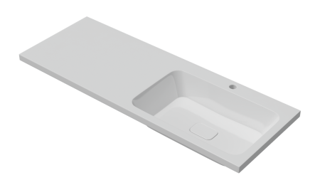 Раковина мебельная из литьевого мрамора Misty Kamilla 120 правая 4627173210010 120х48 над стиральной машиной цвет белый 1 отверстие под смеситель