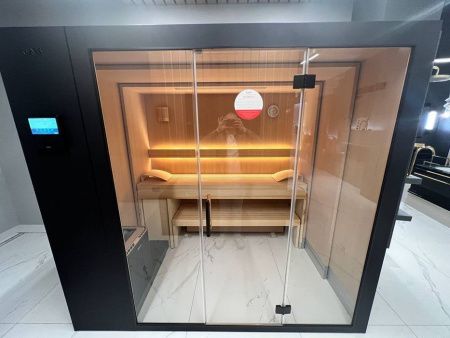 Сауна раздвижная Klafs S1 KLAFS L Black232х160(60)х211 L с прозрачным стеклом, хемлок, Varius 6.0 кВт, чёрный матовый