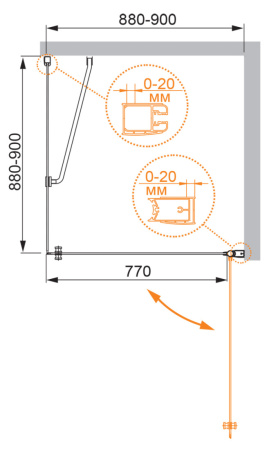 Душевой уголок Cezares ELENA ELENA-W-A-1-90-P-Cr-R 90х90 стекло рифленое профиль хром глянцевый без поддона