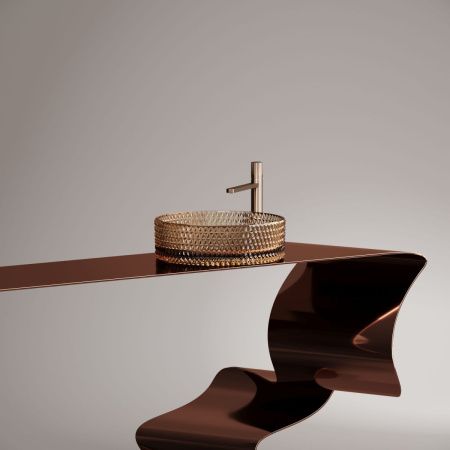 Раковина стеклянная Ceramica Nova CRISTAL CN6058 40х40 накладная цвет бежевый без отверстий под смеситель