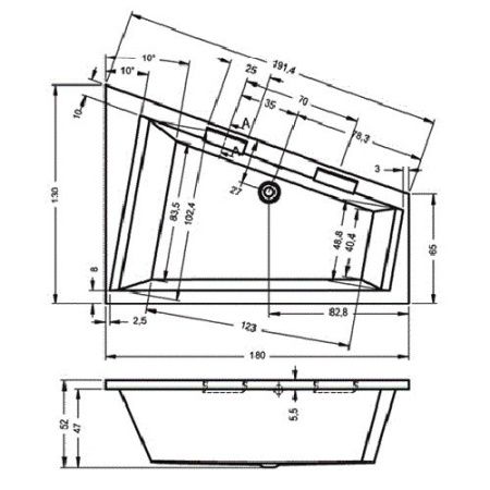 Ванна акриловая Riho DOPPIO B033001005 180х130 пристенная асимметричная без ножек