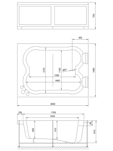 Ванна акриловая Royal Bath HARDON RB083100K 200х150 пристенная прямоугольная - фото 5