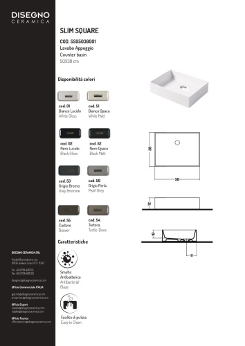 Раковина Disegno Ceramica Slim 50 см SS05038055 накладная цвет коричневый - фото 3